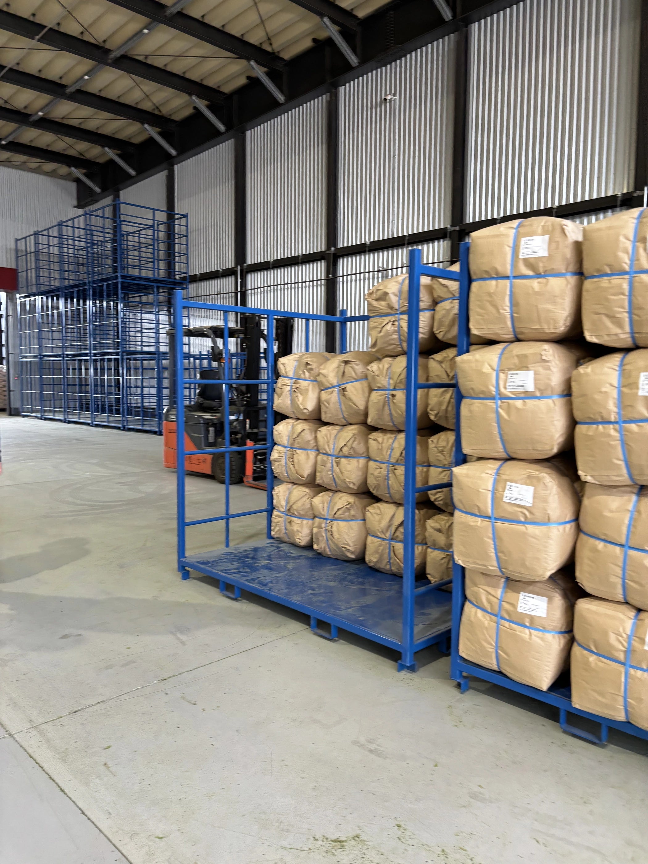 Supplied photograph of storage racks and wrapped packages