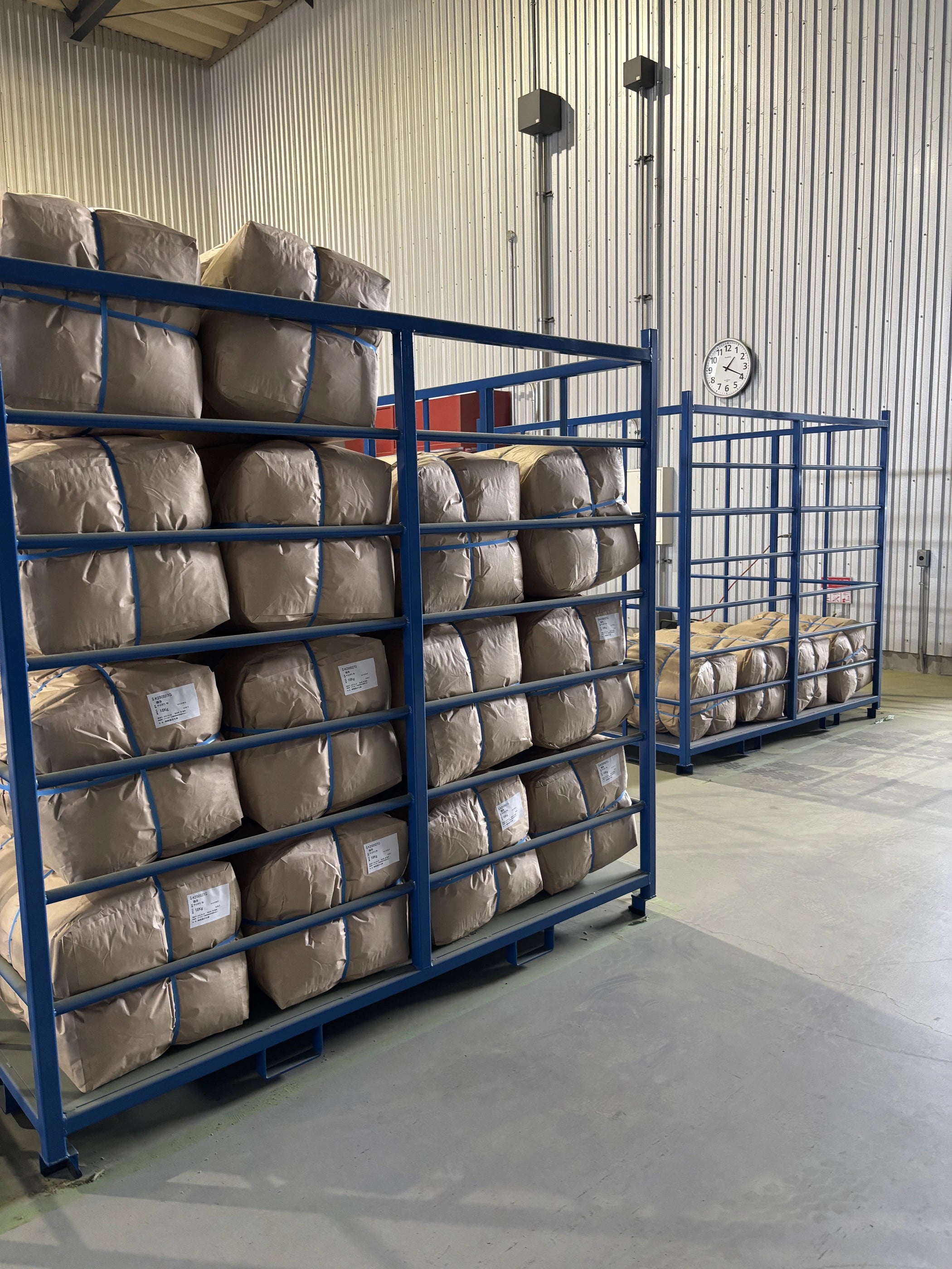 Supplied photograph of storage racks and wrapped packages